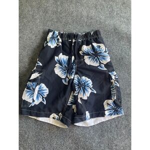 Arizona Jean Co Mens Black Blue Hibiscus Floral Board Shorts Swim Trunks Large